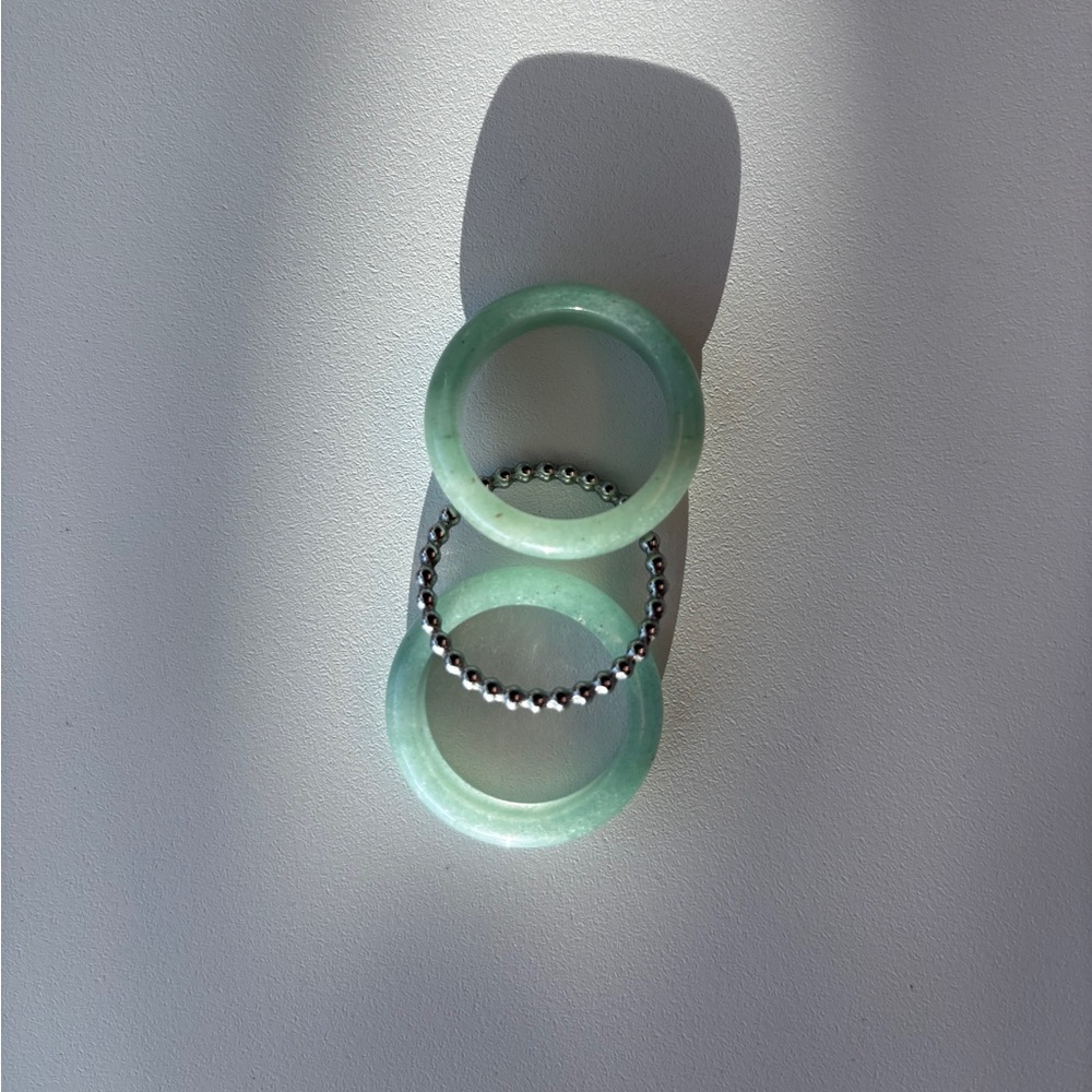 Stone Trilogy Stack Aventurine Ring Set Of 3 Bands, Size 10